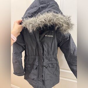 Columbia Kids Black Charcoal Hooded Parka Jacket